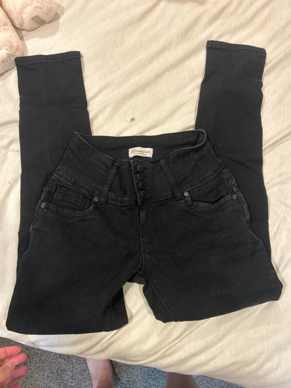 BAMBOO High-Waist Black Kids Jeans